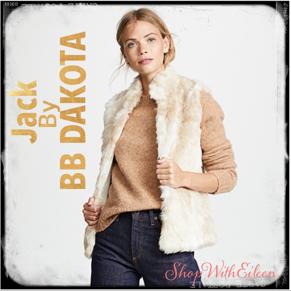 Jack by BB Dakota Ivory Fur What Faux Fur Mob Wife Vest